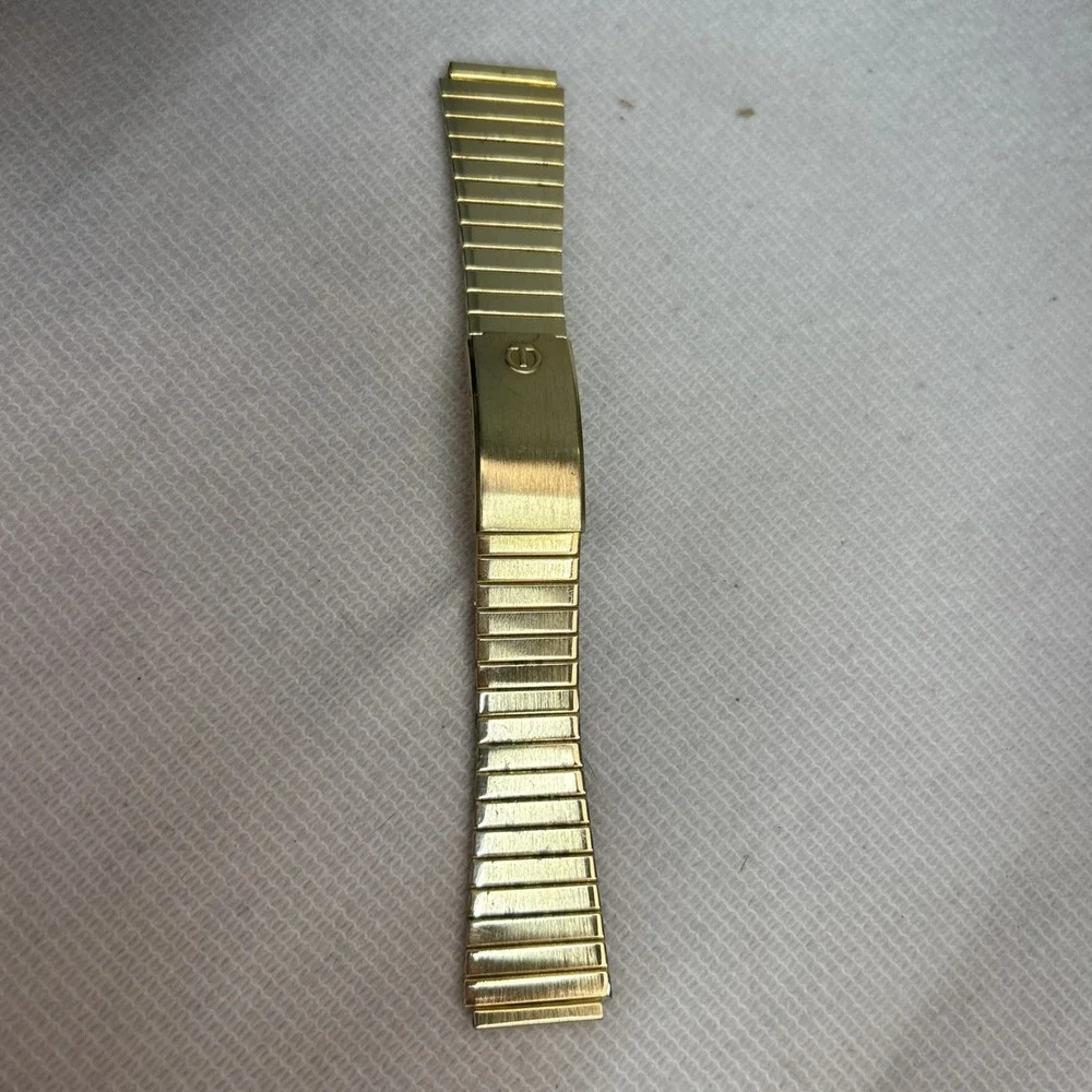 Men's Vintage Gold Tone Stainless Steel Expansion Watch Band 6 1/4 Inches